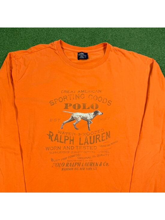 Polo Ralph Lauren Other - Polo Ralph Lauren Sporting Goods Long Sleeve Shirt Orange XL Y2K Hunting Dog